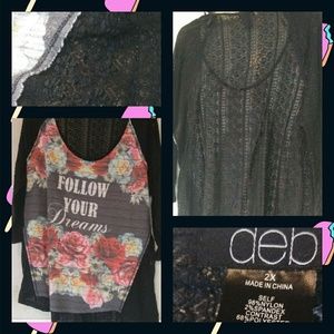 Lace Floral Long Sleeve Blouse Size 2X